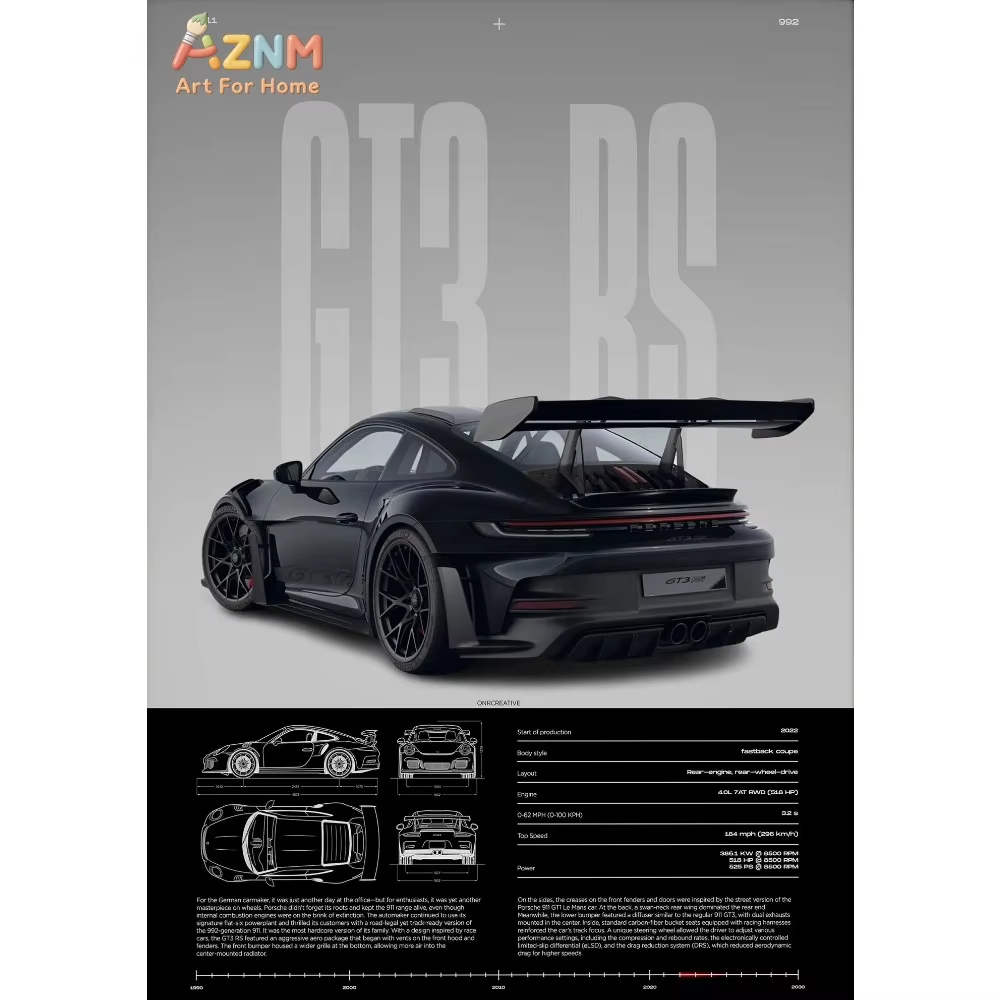 Interior Designer - 1pc 미니멀리스트 911 GT3-RS 718 GT4